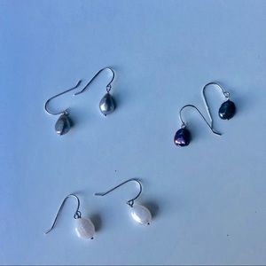 3 pair of pearl earrings